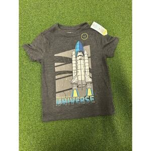 NWT Cat & Jack T-Shirt Crew Neck Short Sleeve Graphic Space Shuttle Gray Sz M